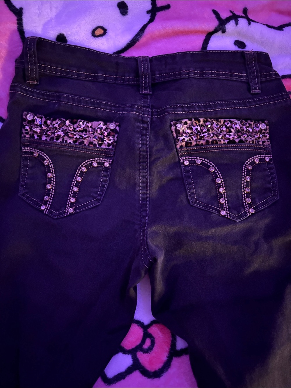 Skinny Leopard Pocket Jeans